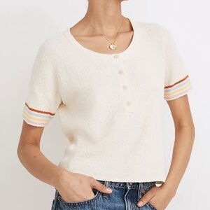 NWT Madewell Henley Sweater Tee In Rainbow Stripe xs